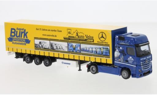 Mercedes Actros 1/87 AWM 2 Giga./Aerop. August Burk Spedition Mega-Gardinenplanensattelzug modellino in miniatura
