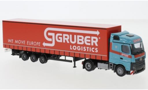 Mercedes Actros 1/87 AWM 5 StreamSpace/Aerop. Gruber Logistics camion avec bache modellino in miniatura