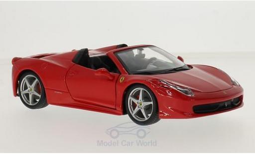 Ferrari 458 1/24 Burago Spider rosso modellino in miniatura
