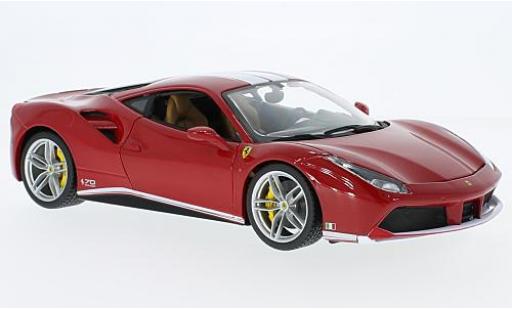 Ferrari 488 1/18 Burago GTB rosso/bianco The Schumacher 70 années modellino in miniatura