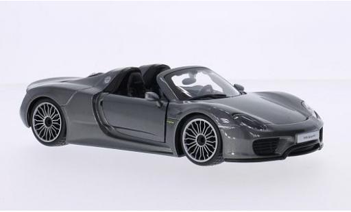 Porsche 918 1/24 Burago Spyder metallico grigio Targadach ouvert modellino in miniatura