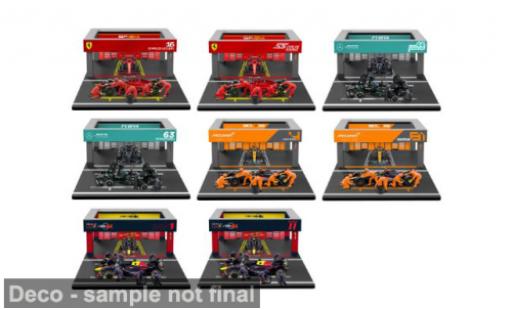 Mercedes CLA 1/43 Burago Bburago Zubehör 8er-Pitbox Set: Ferrari + Red Bull + + McLaren 2024 1:43 modellino in miniatura