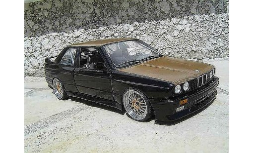Bmw M3 coupe 1/18 Minichamps E30 nero swap moteur e36 jantes bbs capot kevlar modellini auto