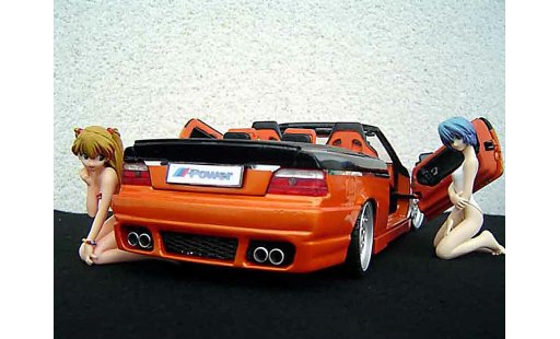 Bmw 325 Cabriolet 1/18 Maisto E36 jantes rh cup 18 pouces peinture biton orange noir portes papillon modellini auto