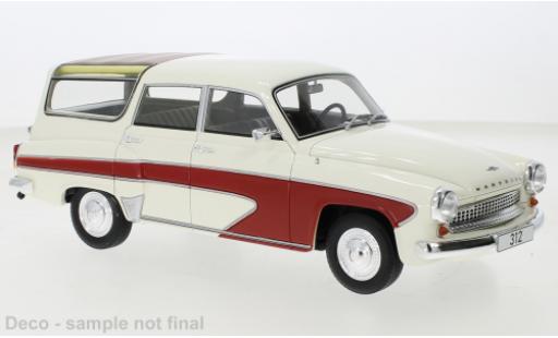 Wartburg 312 1/18 BoS Models Camping Deluxe bianco/rosso 1967 modellino in miniatura