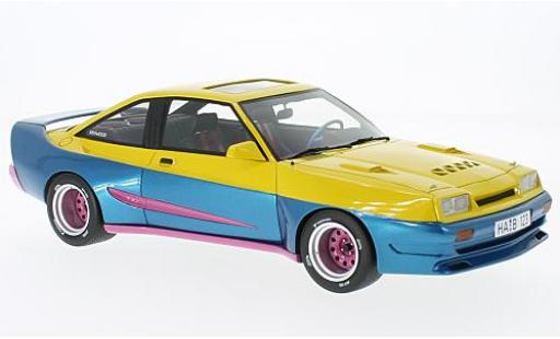 Opel Manta 1/18 BoS Models B Mattig giallo/blu 1991 avec Glashubdach modellino in miniatura