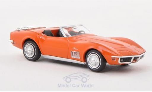 Chevrolet Corvette 1/87 Brekina C3 Cabrio mit Gepäckträger orange modellino in miniatura