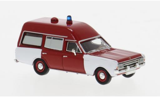 Opel Rekord 1/87 Brekina C KTW rot/weiss Feuerwehr 1968 1:87 modellino in miniatura
