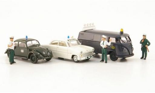 Volkswagen T1 1/87 Brekina Set 3er-Set: Schwerlast-Begleitung - Kasten K&auml;fer + Ford 12M sowie 3 Figuren 1:87 modellino in miniatura