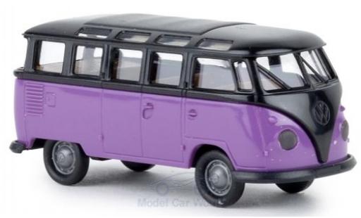 Volkswagen T1 1/87 Brekina b Samba nero/lila modellino in miniatura