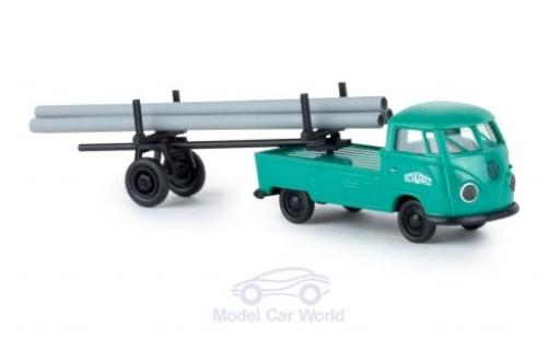 Volkswagen T1 B 1/87 Brekina b Schwarzbau mit beladenem Nachläufer modellino in miniatura