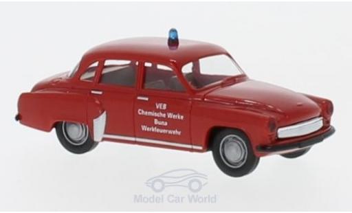 Wartburg 311 1/87 Brekina Werkfeuerwehr Buna modellino in miniatura