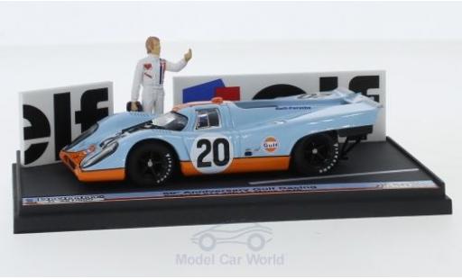 Porsche 917 1970 1/43 Brumm K No.20 JWA-Gulf Racing Team Gulf 24h Le Mans 1970 mit Figur J.Siffert/B.Redman modellino in miniatura