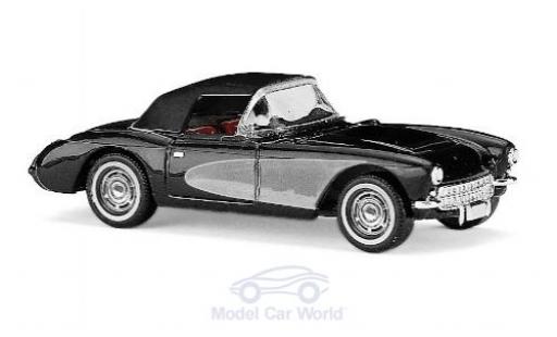 Chevrolet Corvette 1/87 Busch C1 Convertibile nero/grigio 1956 mit Softtop modellino in miniatura