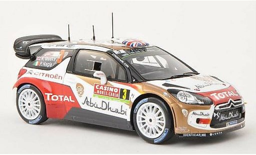 DS Automobiles DS3 WRC 1/43 Spark No.3 Total Abu Dhabi WRT Rally Monte Carlo 2014 /P.Nagle modellini auto