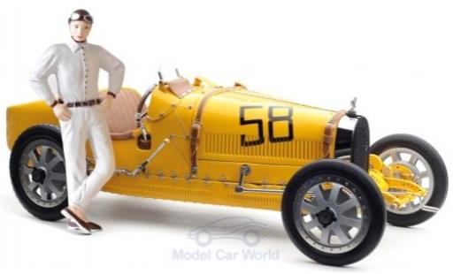 Bugatti 35 1/18 CMC T Grand Prix giallo No.58 mit Frauen-Fahrerfigur modellino in miniatura