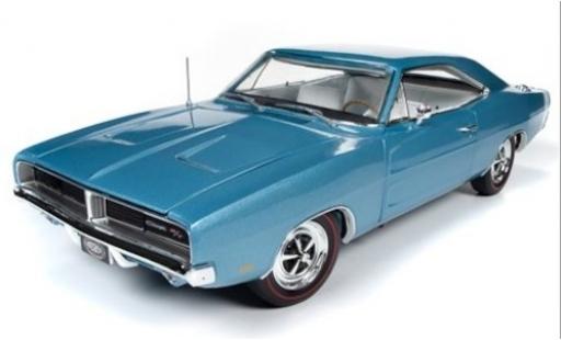 Dodge Charger 1/18 Ertl R/T metallico blu/bianco 1969 modellino in miniatura