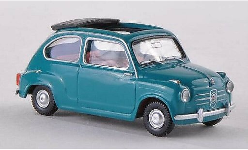 Fiat 600 Berlina 1/87 Wiking blu-verde con apertoem tetto pieghevole modellini auto