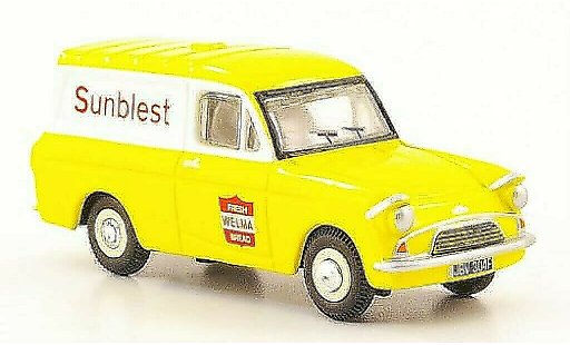 Ford Anglia Van 1/76 Oxford Furgone Sunbiest giallo/bianco modellini auto