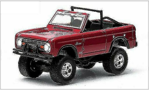 Ford Bronco Wagon 1/64 Greenlight rosso 1974 modellini auto