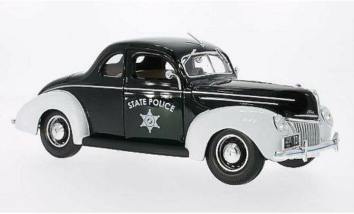 Ford Deluxe Police 1/18 Maisto State nero/bianco 1939 modellini auto