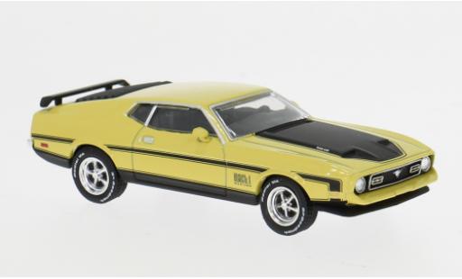 Ford Mustang 1/64 Mini GT Mach 1 gelb/schwarz 1971 1:64 modellino in miniatura