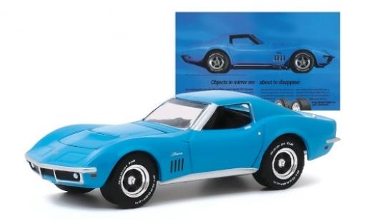 Chevrolet Corvette 1/64 Greenlight C3 blu 1969 modellino in miniatura