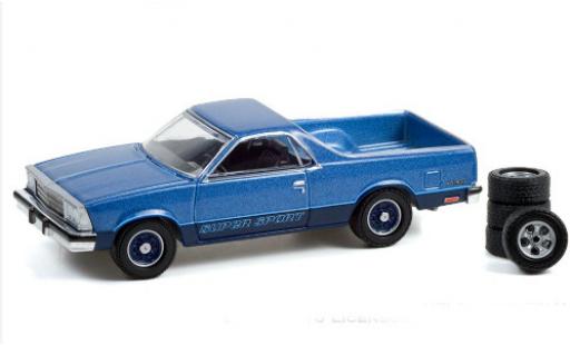 Chevrolet El Camino 1/64 Greenlight Super Sport metallico blu 1980 mit Ersatzreifen modellino in miniatura