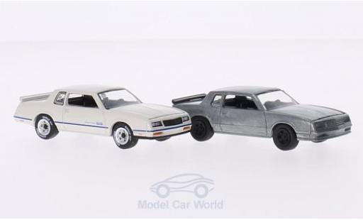 Chevrolet Monte Carlo 1/64 Greenlight SS 1984 2er-Set in PC-Box je 1x bianco/blu und 1x unlackiert FirstCut modellino in miniatura