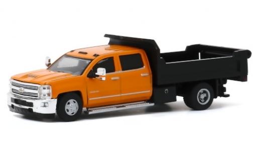 Chevrolet Silverado 1/64 Greenlight 3500HD Dump Truck orange 2017 modellino in miniatura
