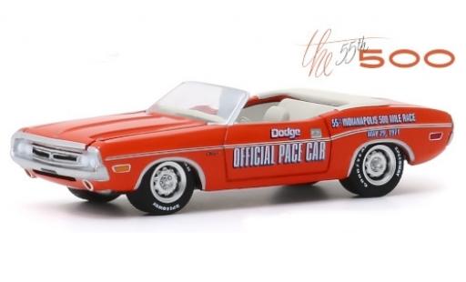 Dodge Challenger 1/64 Greenlight Convertibile orange/Dekor Official Pace Car 1971 55th Indianapolis 500 Mile Race modellino in miniatura