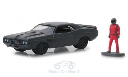 Dodge Challenger 1/64 Greenlight Shakedown Tribute grigio 1971 mit Figur modellino in miniatura