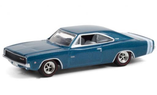 Dodge Charger 1/64 Greenlight R/T HEMI metallico blu/bianco 1968 426 HEMI 50 Years modellino in miniatura