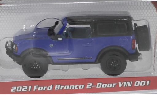Ford Bronco 1/64 Greenlight blu/nero 2021 VIN 001 modellino in miniatura