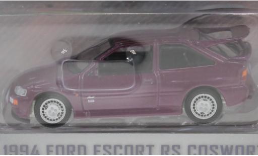 Ford Escort 1/64 Greenlight MkV RS Cosworth metallico lila RHD 1994 modellino in miniatura