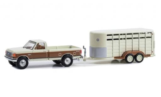 Ford F-250 1/64 Greenlight XLT Lariat weiss/braun 1991 1:64 modellino in miniatura