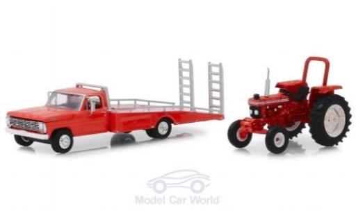 Ford F-350 1/64 Greenlight F 350 rosso 1969 Ramp Truc + 5610 Tractor modellino in miniatura