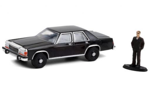 Ford LTD 1/64 Greenlight Crown Victoria nero 1987 avec figurine modellino in miniatura