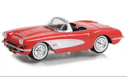 Chevrolet Corvette 1/64 Greenlight (C1) Convertibile rosso/bianco 1958 modellino in miniatura