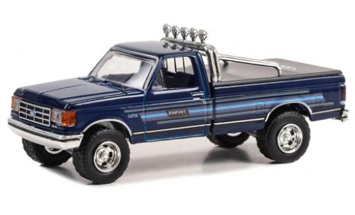 Ford F-250 1/64 Greenlight XLT Lariat blu foncé/Décorer 1987 modellino in miniatura