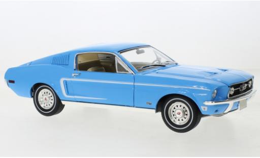 Ford Mustang 1/18 Greenlight Fastback blu clair 1968 modellino in miniatura