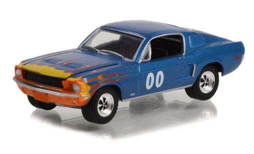 Ford Mustang 1/64 Greenlight GT metallise blu/Dekor 1968 modellino in miniatura