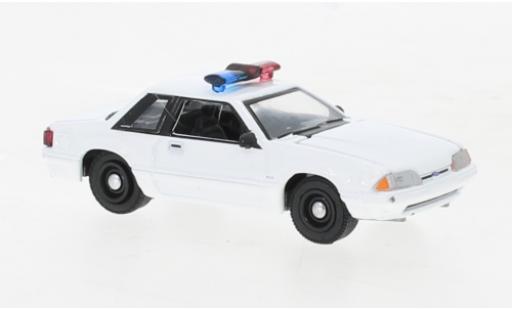 Ford Mustang 1/64 Greenlight SSP bianco Police (USA) 1987 modellino in miniatura
