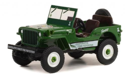 Jeep Willys 1/64 Greenlight MB verde Smokey Bear 1945 modellino in miniatura