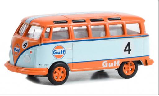 Volkswagen T1 1/64 Greenlight Samba bus orange/blu clair Gulf 1964 modellino in miniatura