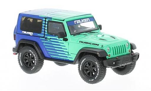 Jeep Wrangler 1/43 Greenlight verde/blu Rubicon Falken Tire 2014 modellino in miniatura