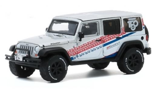 Jeep Wrangler 1/64 Greenlight Unlimited grigio/Dekor 2015 150 Years BFGoodrich modellino in miniatura