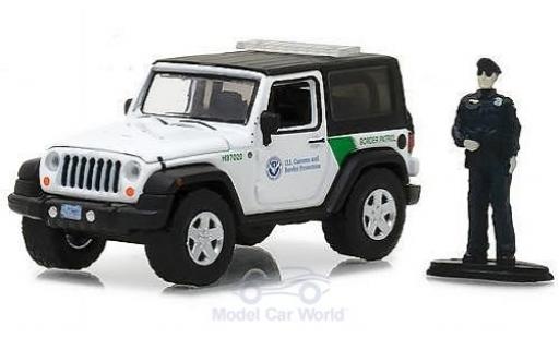 Jeep Wrangler 1/64 Greenlight US Customs & Border Prossoection mit Figur modellino in miniatura