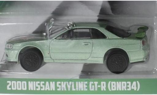 Nissan Skyline 1/64 Greenlight GT-R (BNR34) metallico verde Turtle Wax 2000 modellino in miniatura