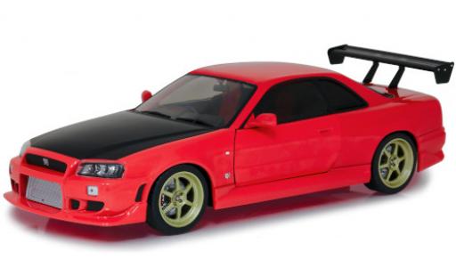 Nissan Skyline 1/18 Greenlight GT-R (R34) Tuning rosso/carbon RHD 1999 mit LED-Beleuchtung am Unterboden (Batterien nicht enthalten) modellino in miniatura